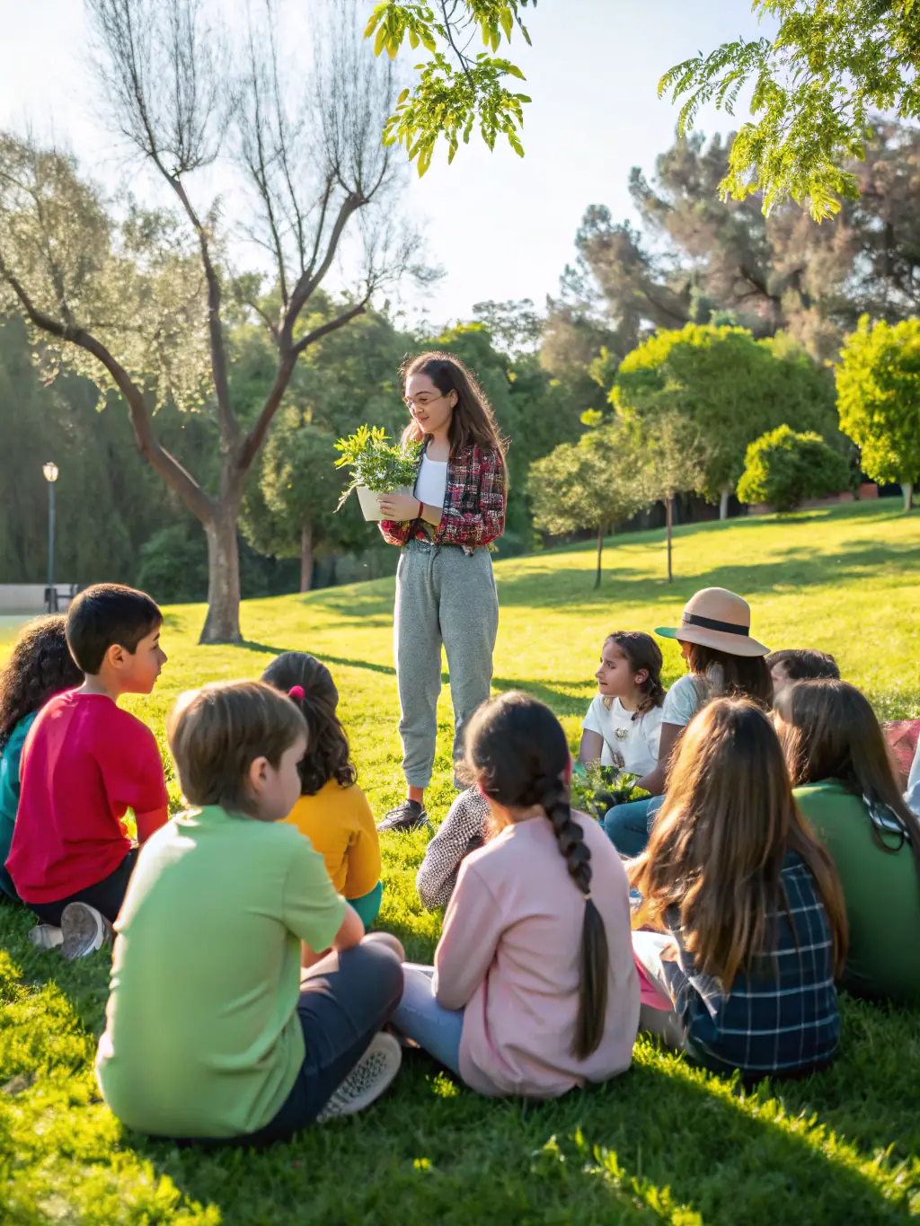 A group of students engaged in an interactive educational workshop led by LPO AURA educators, learning about bird identification and the importance of conservation.